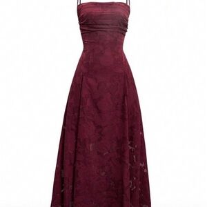 SHEIN Strapless Burgundy Dress